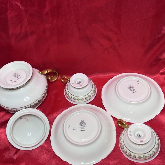 Vintage Castleton Bristol Green Footed Cup & Saucer Set (2) With Sugar Bowl - Picture 14 of 16